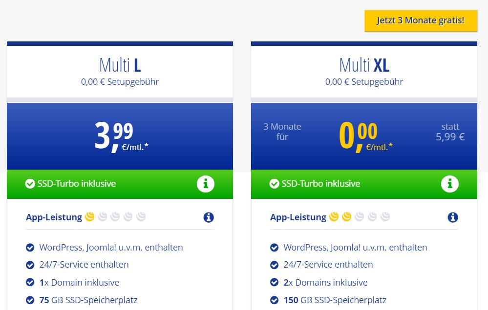 Wordpress Hosting Tarife in der Übersicht