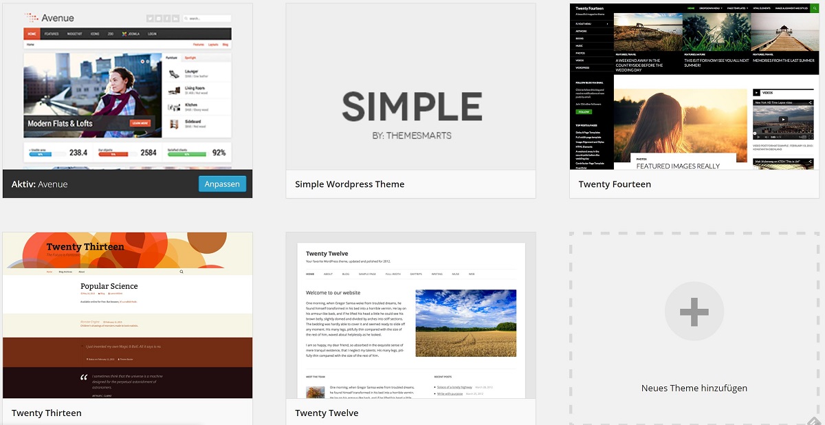 Wordpress Theme Auswahl